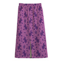 Purple Halloween Witch Pattern Print Cotton Front Slit Maxi Skirt