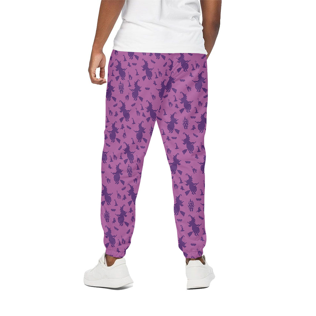 Purple Halloween Witch Pattern Print Cotton Pants
