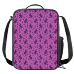 Purple Halloween Witch Pattern Print Crossbody Lunch Bag