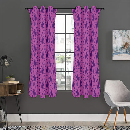 Purple Halloween Witch Pattern Print Curtain