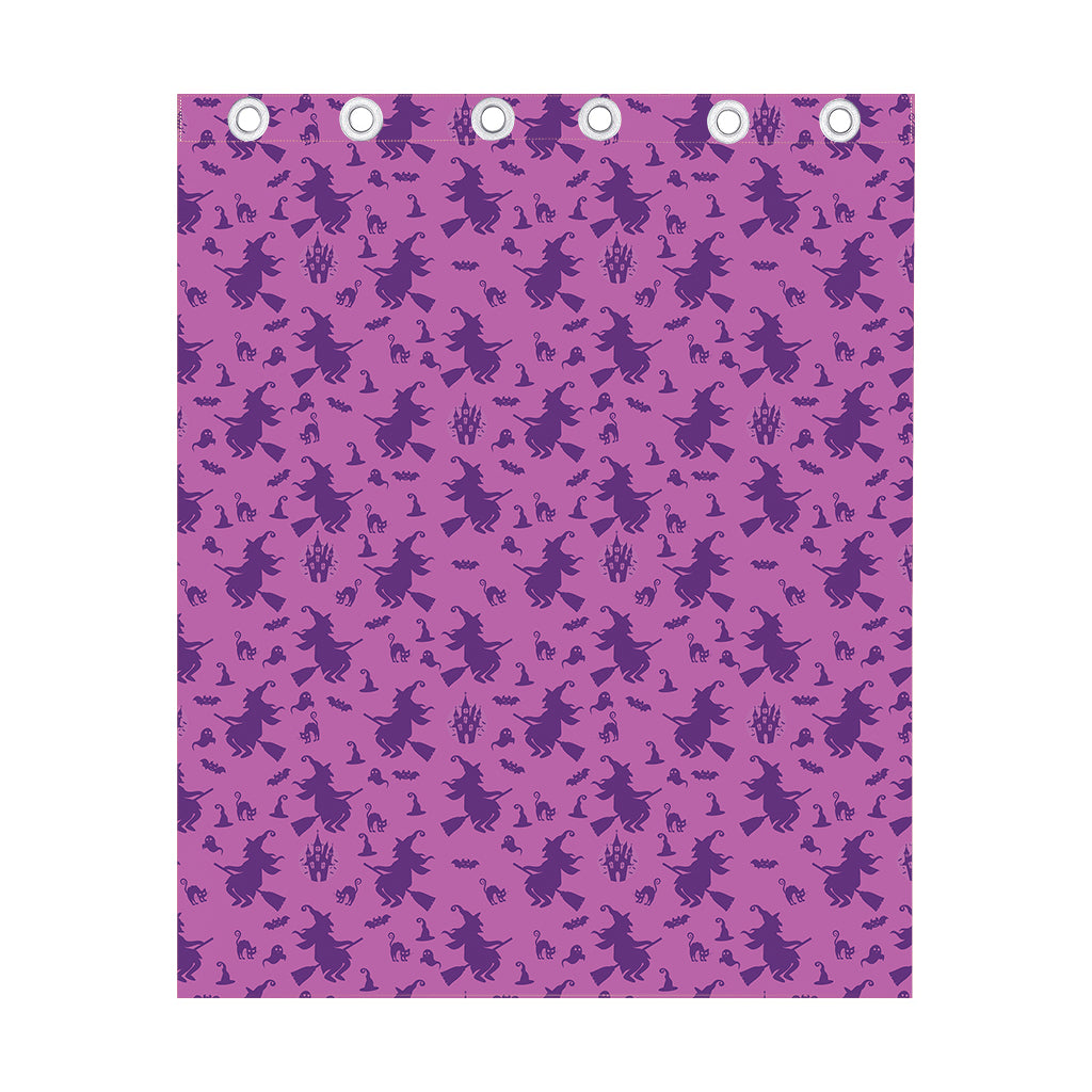 Purple Halloween Witch Pattern Print Curtain