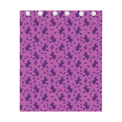 Purple Halloween Witch Pattern Print Curtain