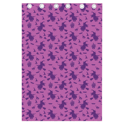 Purple Halloween Witch Pattern Print Curtain