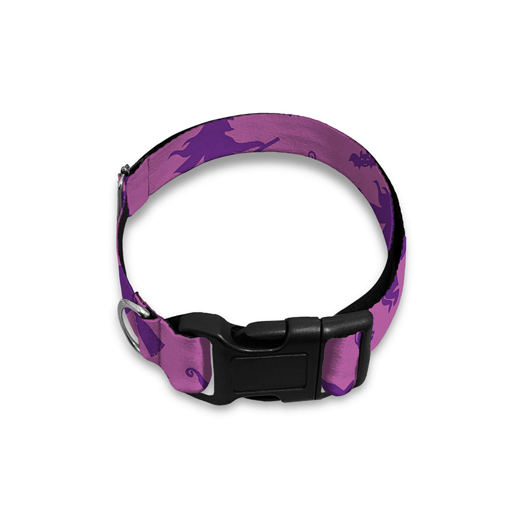 Purple Halloween Witch Pattern Print Dog Collar
