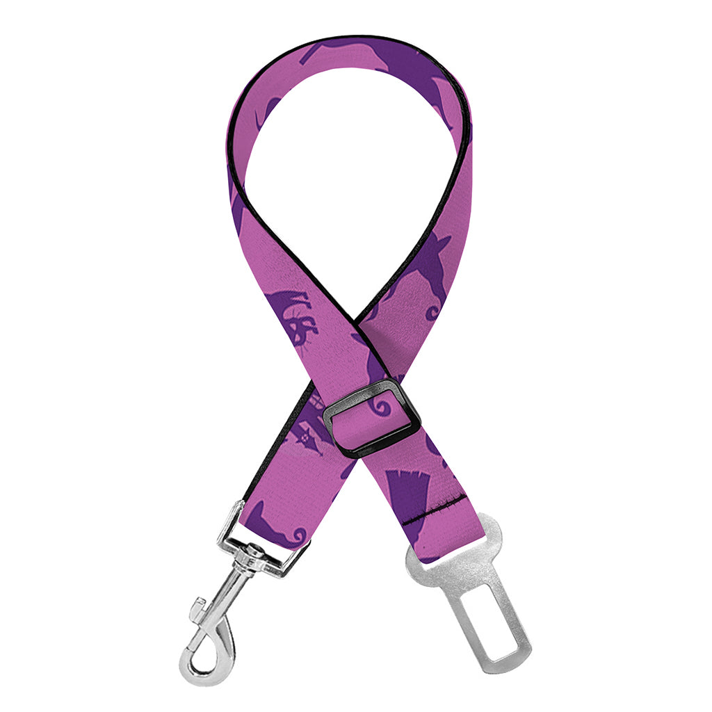 Purple Halloween Witch Pattern Print Dog Seat Belt