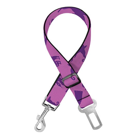 Purple Halloween Witch Pattern Print Dog Seat Belt