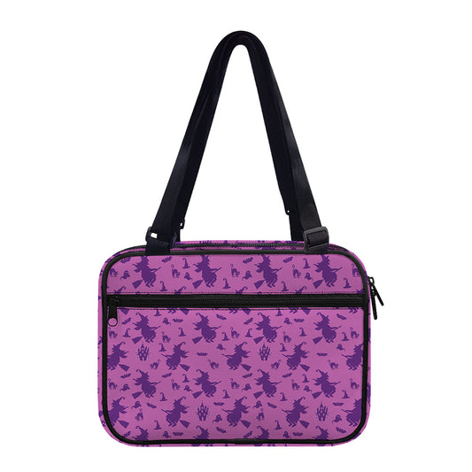Purple Halloween Witch Pattern Print Double Strap Bible Bag