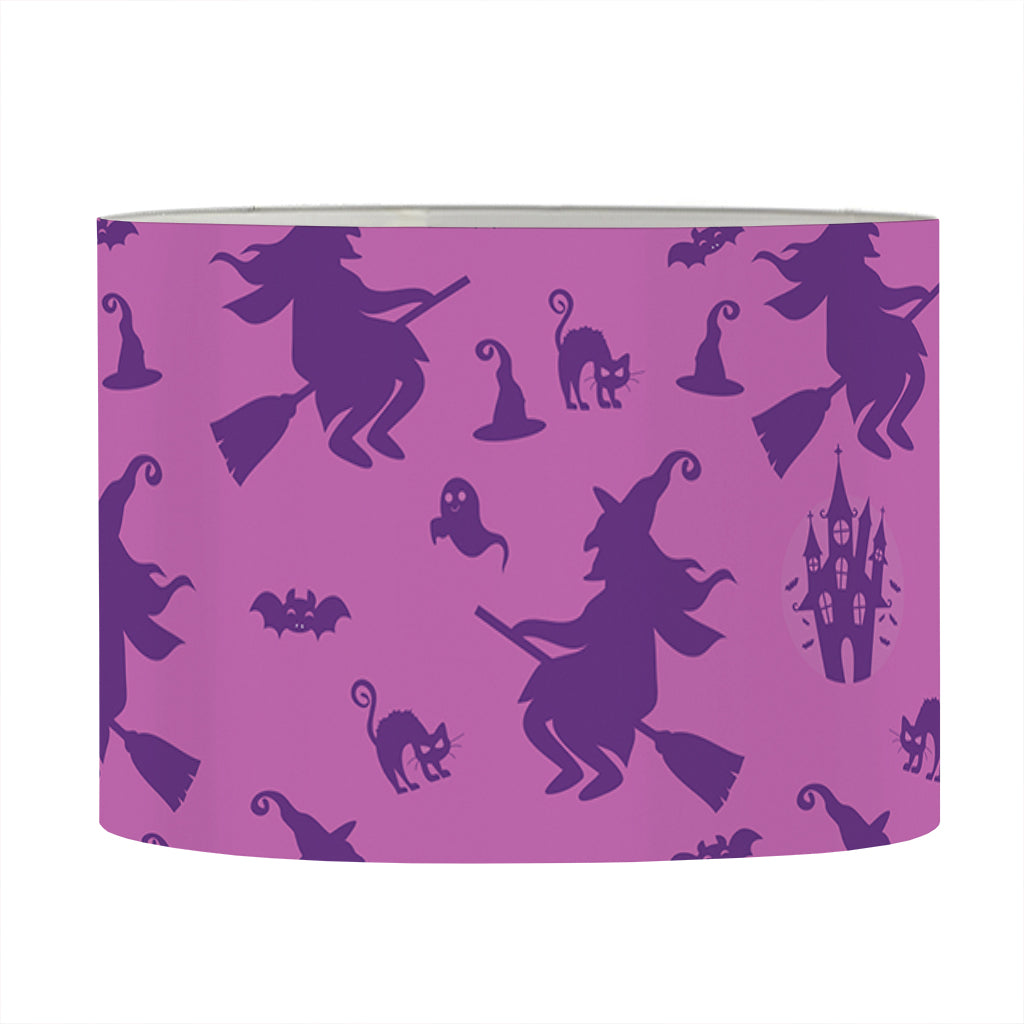 Purple Halloween Witch Pattern Print Drum Lamp Shade