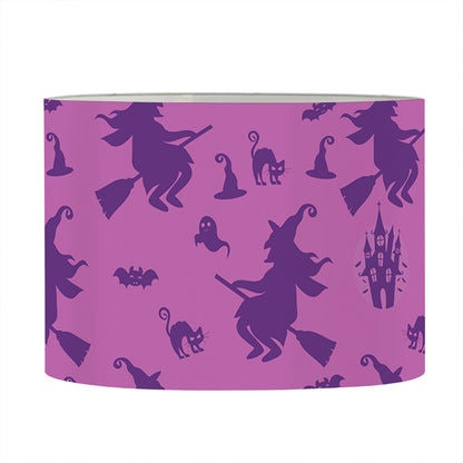 Purple Halloween Witch Pattern Print Drum Lamp Shade