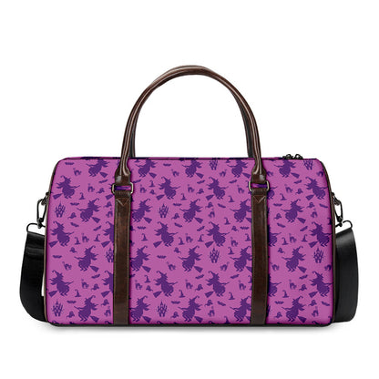 Purple Halloween Witch Pattern Print Duffle Bag