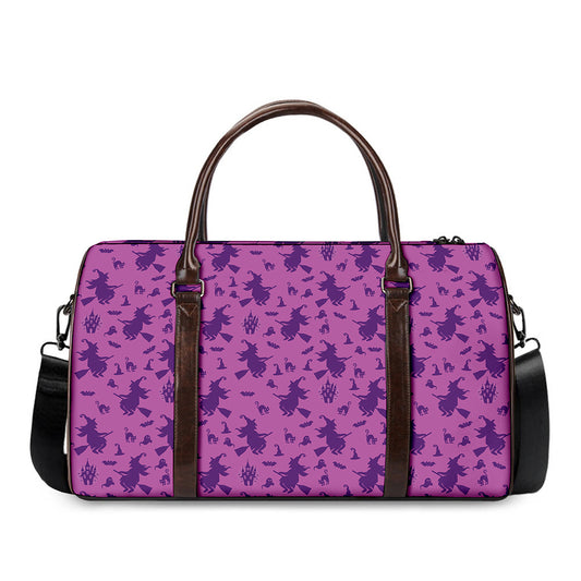 Purple Halloween Witch Pattern Print Duffle Bag