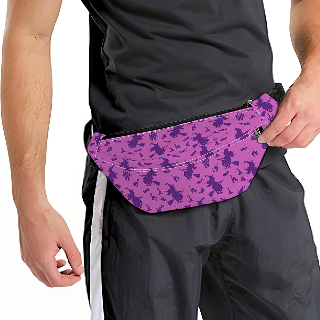 Purple Halloween Witch Pattern Print Fanny Pack