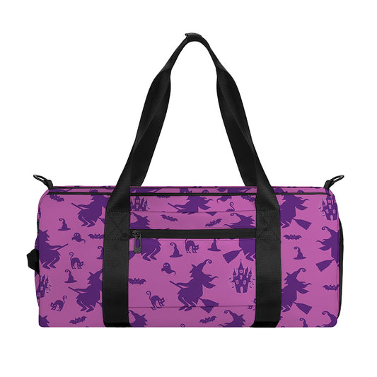 Purple Halloween Witch Pattern Print Gym Bag