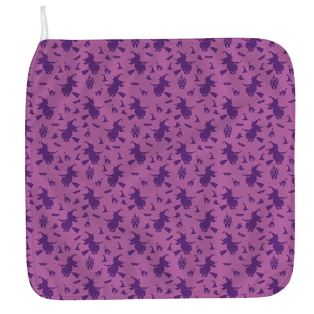 Purple Halloween Witch Pattern Print Hand Towel