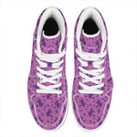 Purple Halloween Witch Pattern Print High Top Leather Sneakers