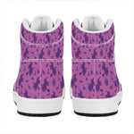 Purple Halloween Witch Pattern Print High Top Leather Sneakers