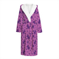 Purple Halloween Witch Pattern Print Hooded Bathrobe