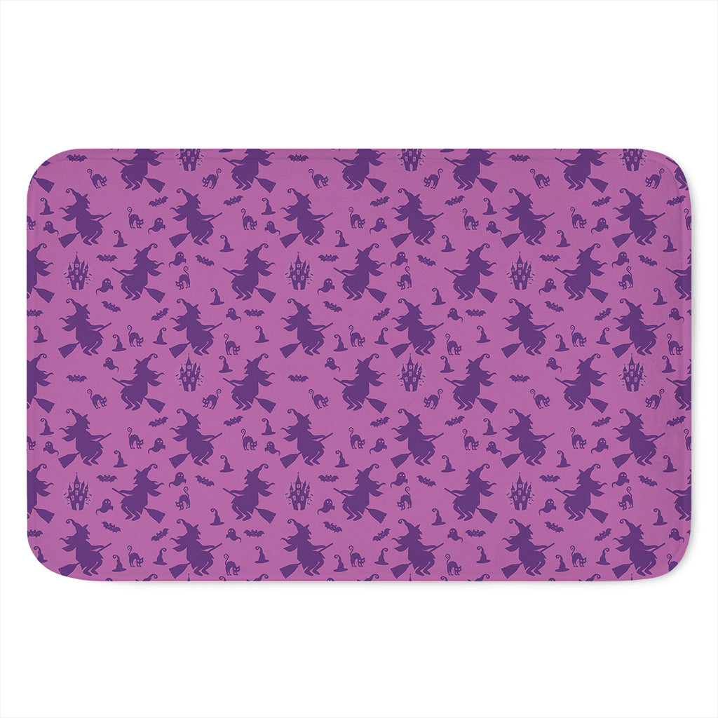 Purple Halloween Witch Pattern Print Indoor Door Mat