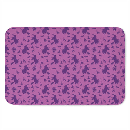Purple Halloween Witch Pattern Print Indoor Door Mat