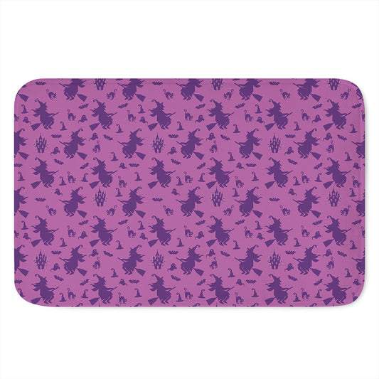 Purple Halloween Witch Pattern Print Indoor Door Mat