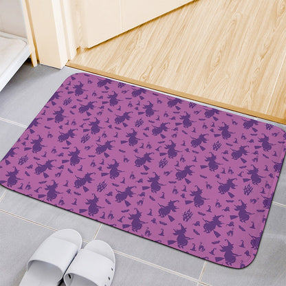 Purple Halloween Witch Pattern Print Indoor Door Mat