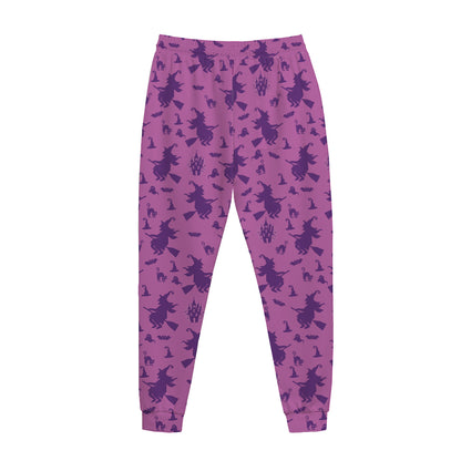 Purple Halloween Witch Pattern Print Jogger Pants