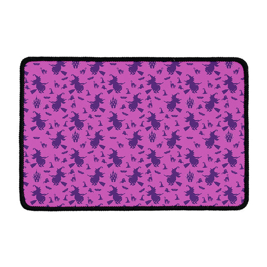 Purple Halloween Witch Pattern Print Kitchen Mat
