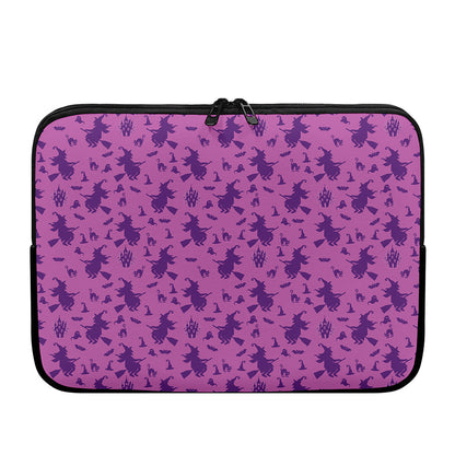 Purple Halloween Witch Pattern Print Laptop Sleeve