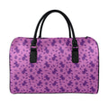 Purple Halloween Witch Pattern Print Leather Duffel Bag