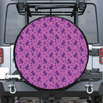 Purple Halloween Witch Pattern Print Leather Spare Tire Cover