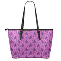 Purple Halloween Witch Pattern Print Leather Tote Bag With Zipper