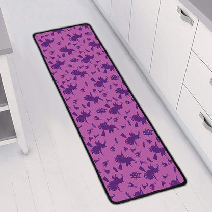 Purple Halloween Witch Pattern Print Long Kitchen Mat