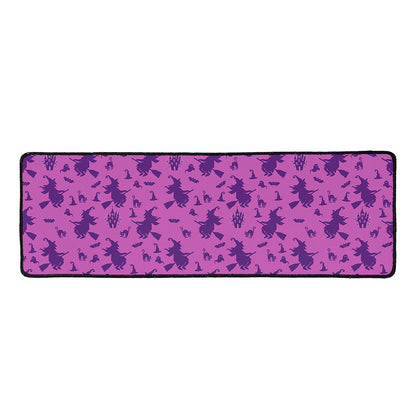 Purple Halloween Witch Pattern Print Long Kitchen Mat