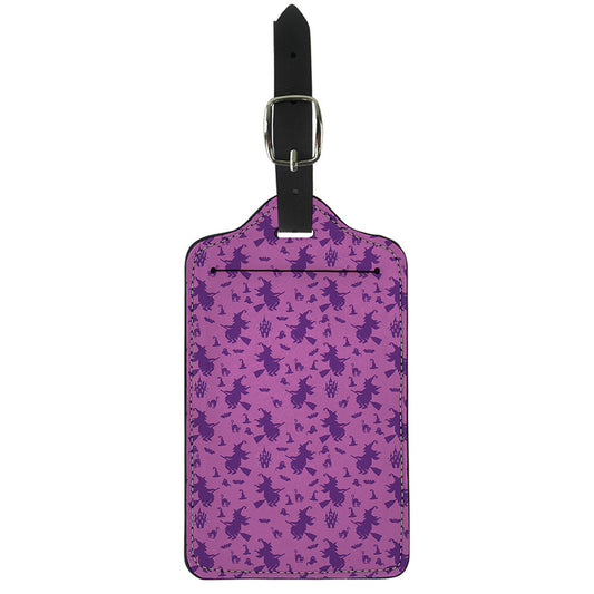 Purple Halloween Witch Pattern Print Luggage Tag