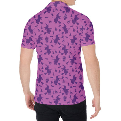 Purple Halloween Witch Pattern Print Men's Shirt