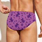 Purple Halloween Witch Pattern Print Men's Swim Briefs