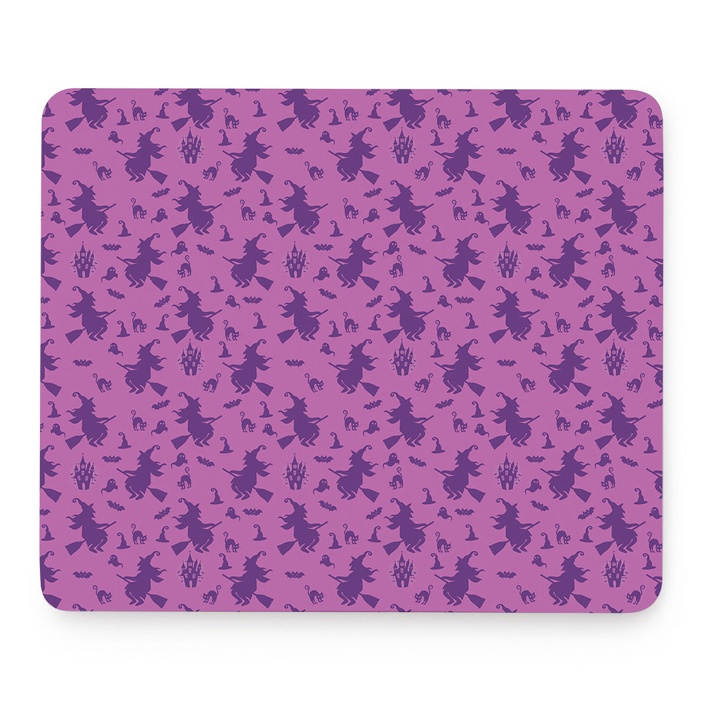 Purple Halloween Witch Pattern Print Mouse Pad