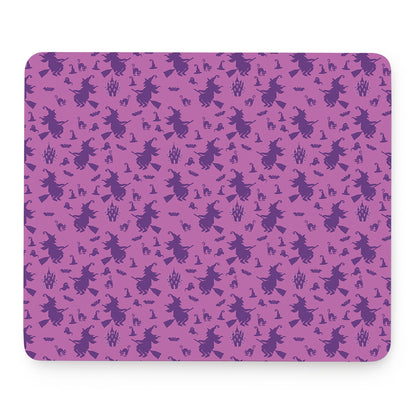 Purple Halloween Witch Pattern Print Mouse Pad