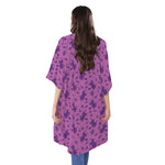 Purple Halloween Witch Pattern Print Open Front Beach Cover Up