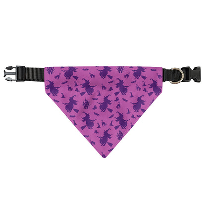 Purple Halloween Witch Pattern Print Over The Collar Dog Bandana