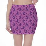 Purple Halloween Witch Pattern Print Pencil Mini Skirt