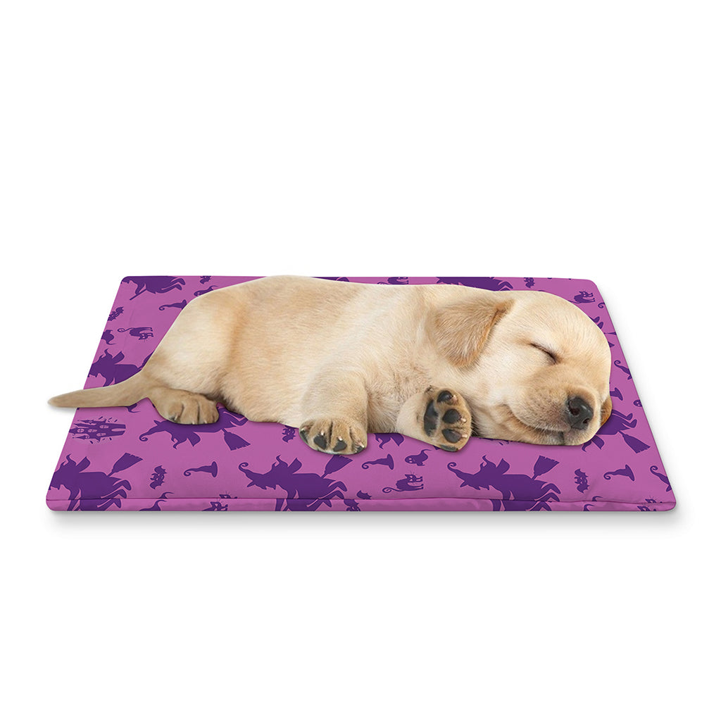 Purple Halloween Witch Pattern Print Pet Cooling Mat Cover