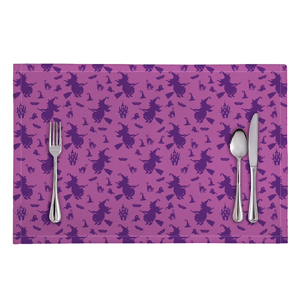 Purple Halloween Witch Pattern Print Placemat