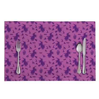 Purple Halloween Witch Pattern Print Placemat