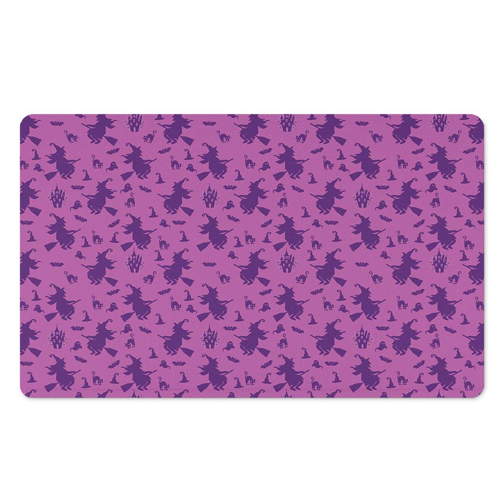 Purple Halloween Witch Pattern Print Polyester Doormat