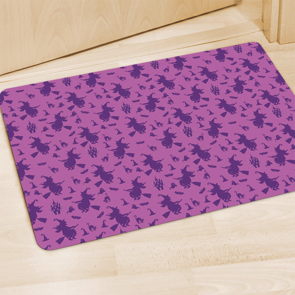 Purple Halloween Witch Pattern Print Polyester Doormat