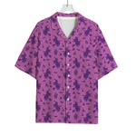 Purple Halloween Witch Pattern Print Rayon Hawaiian Shirt