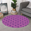 Purple Halloween Witch Pattern Print Round Rug