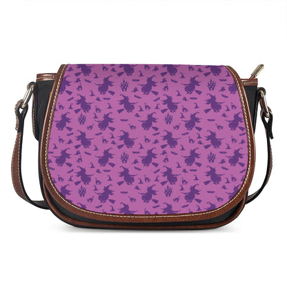 Purple Halloween Witch Pattern Print Saddle Bag