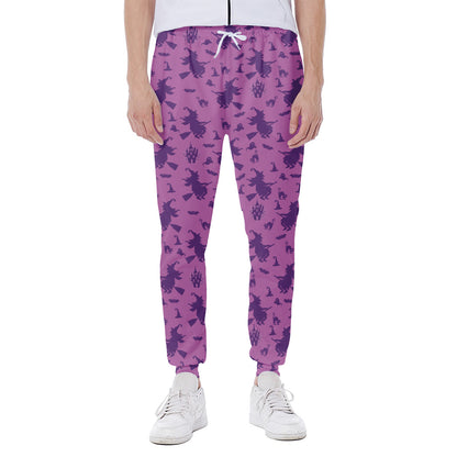 Purple Halloween Witch Pattern Print Scuba Joggers